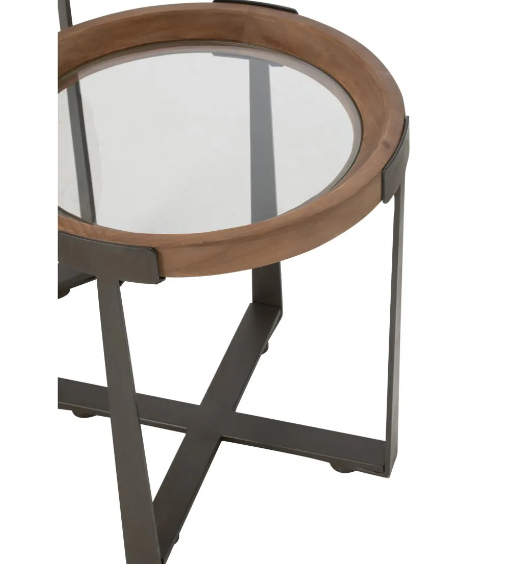 Zestaw 2 stolików kawowych TREMI 60cm 40 cm naturalne szklane
