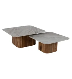 Zestaw 2 stolików kawowych UGUP 100 cm i 80 cm marmur