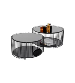 Zestaw 2 stolików kawowych WIRE 69 cm 59 cm czarne