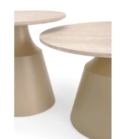 Zestaw 2 stolików kawowych ZURICH 70 cm 50 cm blat trawertyn podstawa kaszmir
