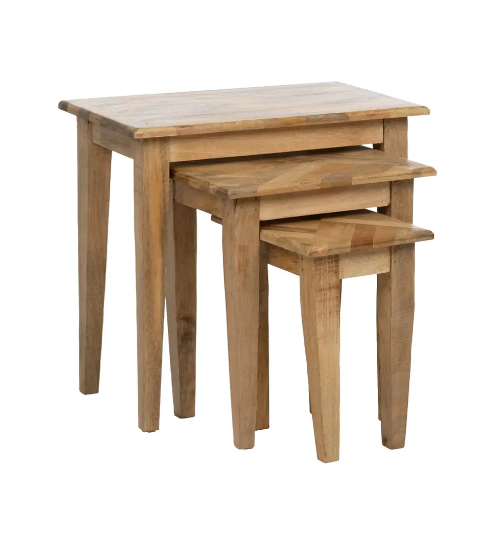 Zestaw 3 stolików nocnych PERSERA drewno mango