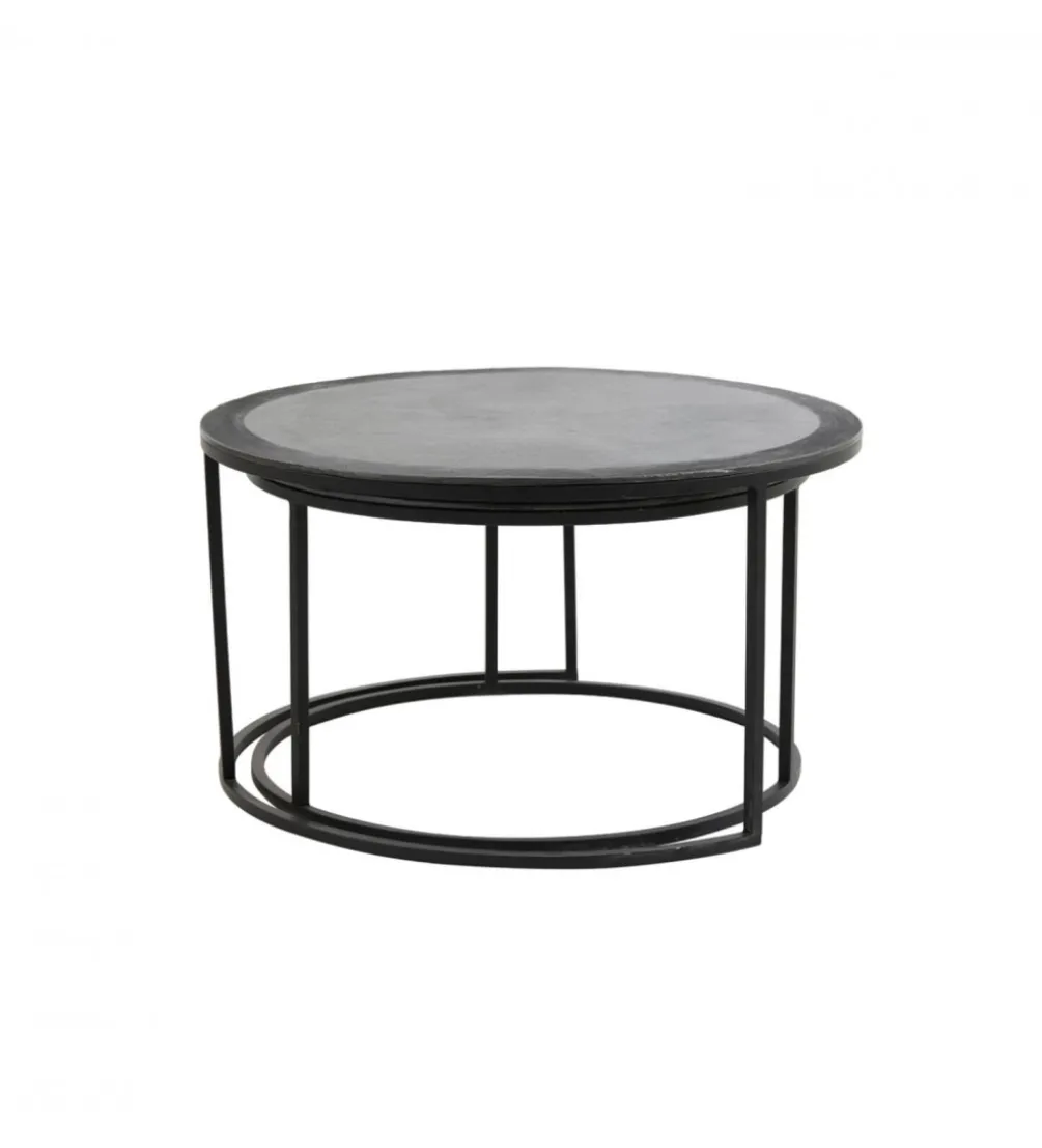 Zestaw 2 stolików TALCA 75 cm 67 cm czarny