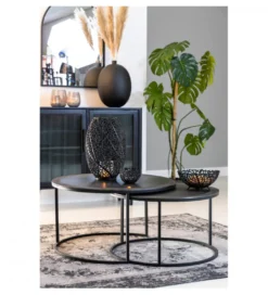 Zestaw 2 stolików TALCA 75 cm 67 cm czarny