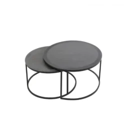 Zestaw 2 stolików TALCA 75 cm 67 cm czarny