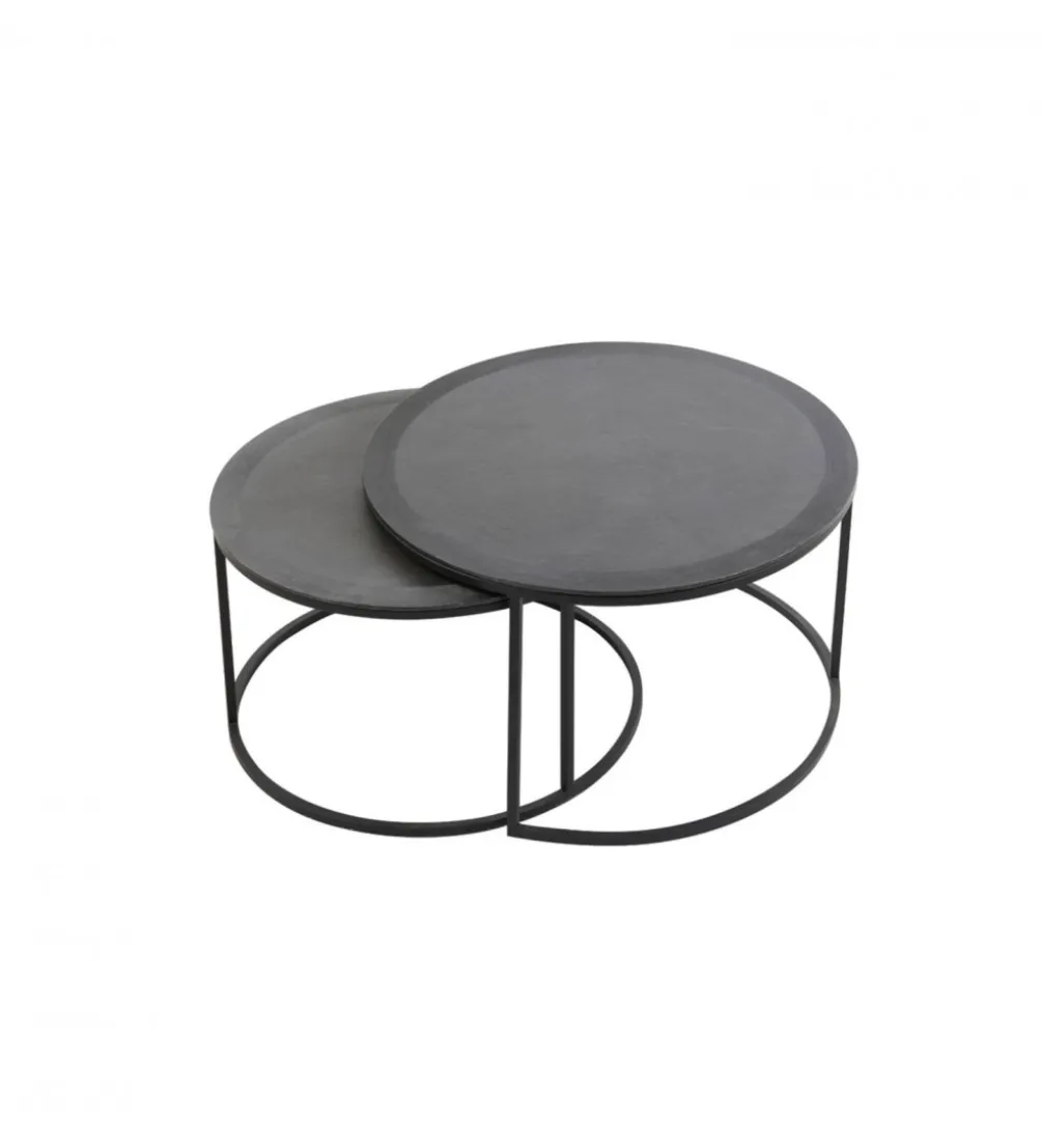 Zestaw 2 stolików TALCA 75 cm 67 cm czarny