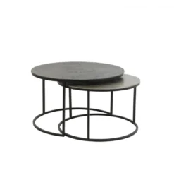 Zestaw 2 stolików TALCA 75 cm 67 cm srebrne