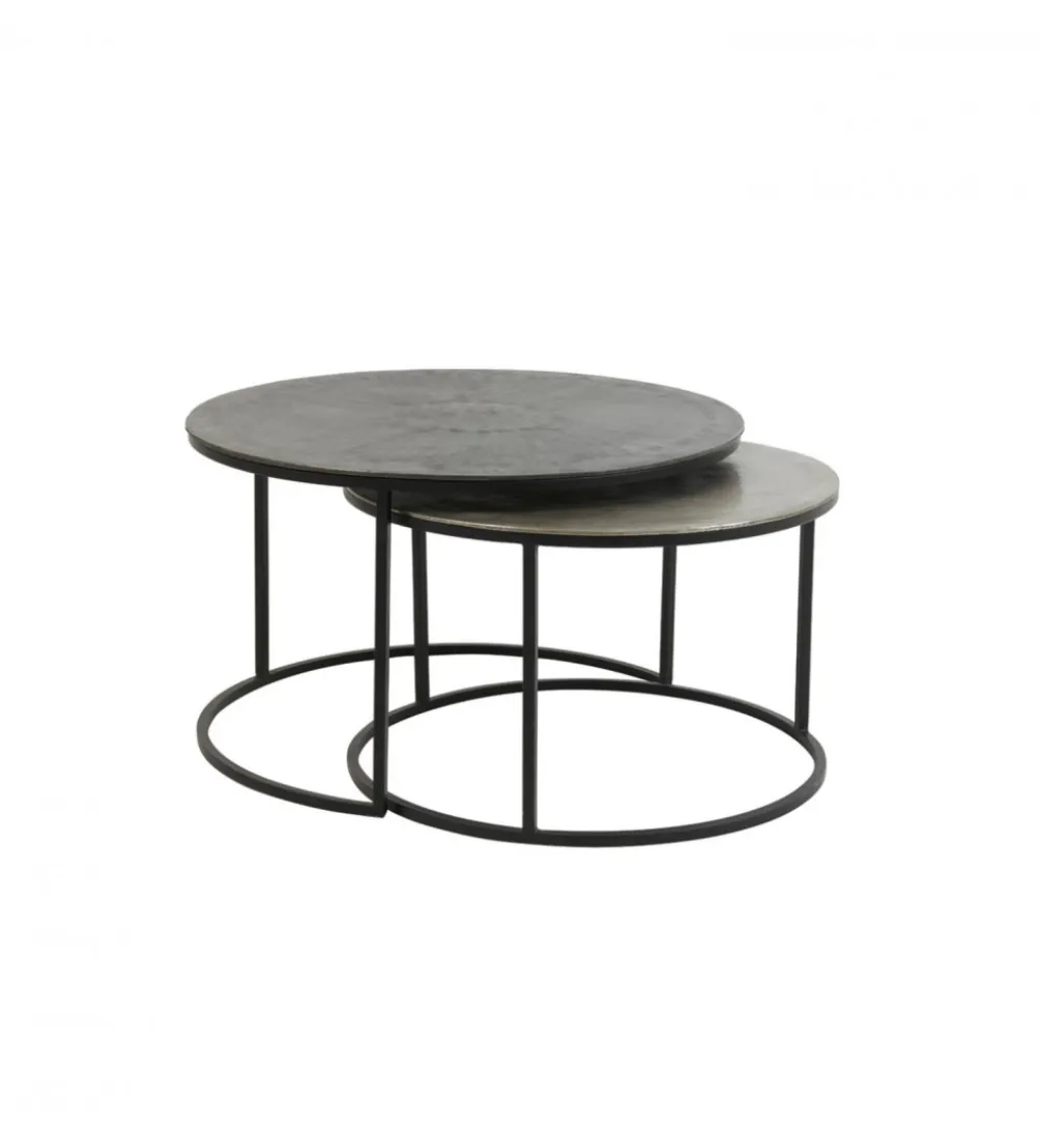 Zestaw 2 stolików TALCA 75 cm 67 cm srebrne