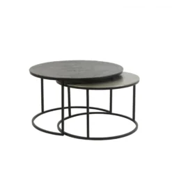 Zestaw 2 stolików TALCA 75 cm 67 cm srebrne