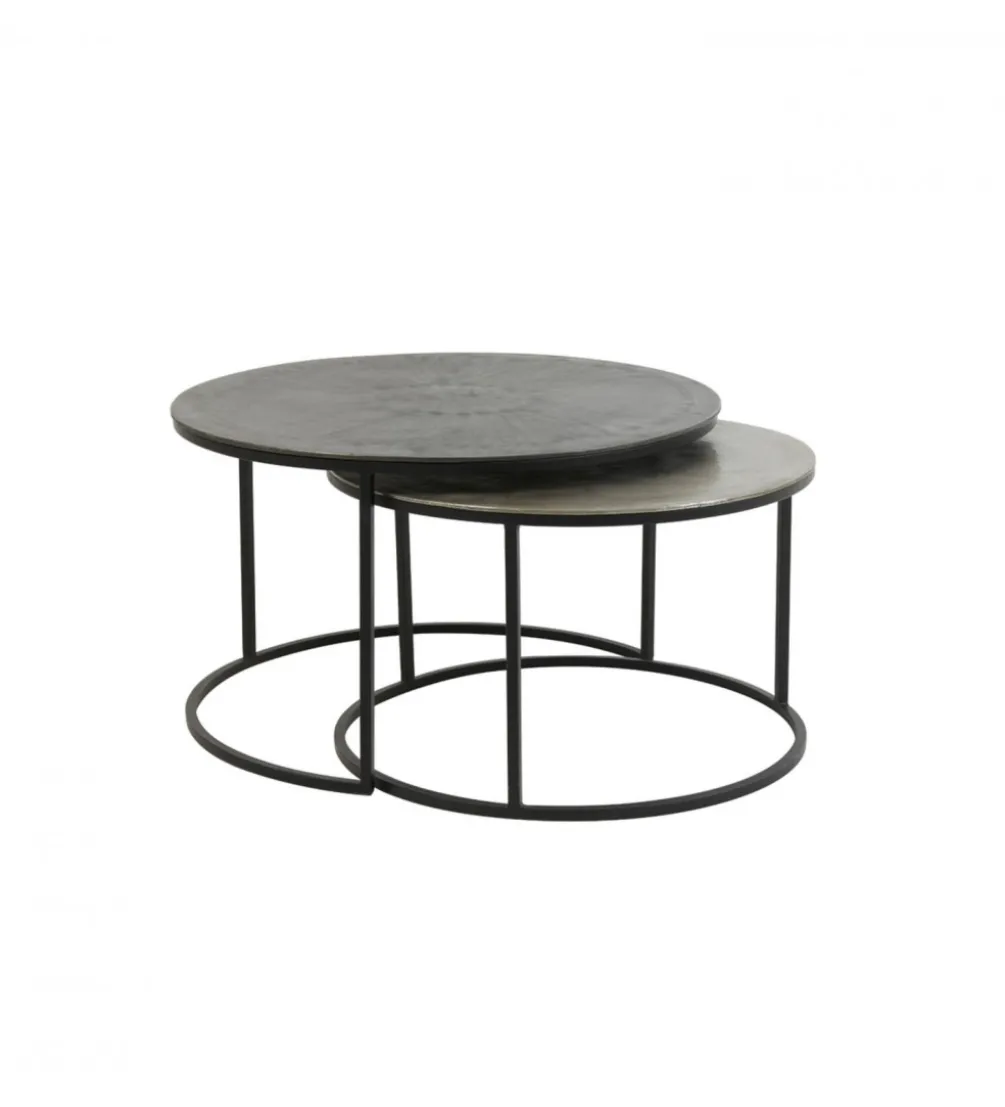 Zestaw 2 stolików TALCA 75 cm 67 cm srebrne