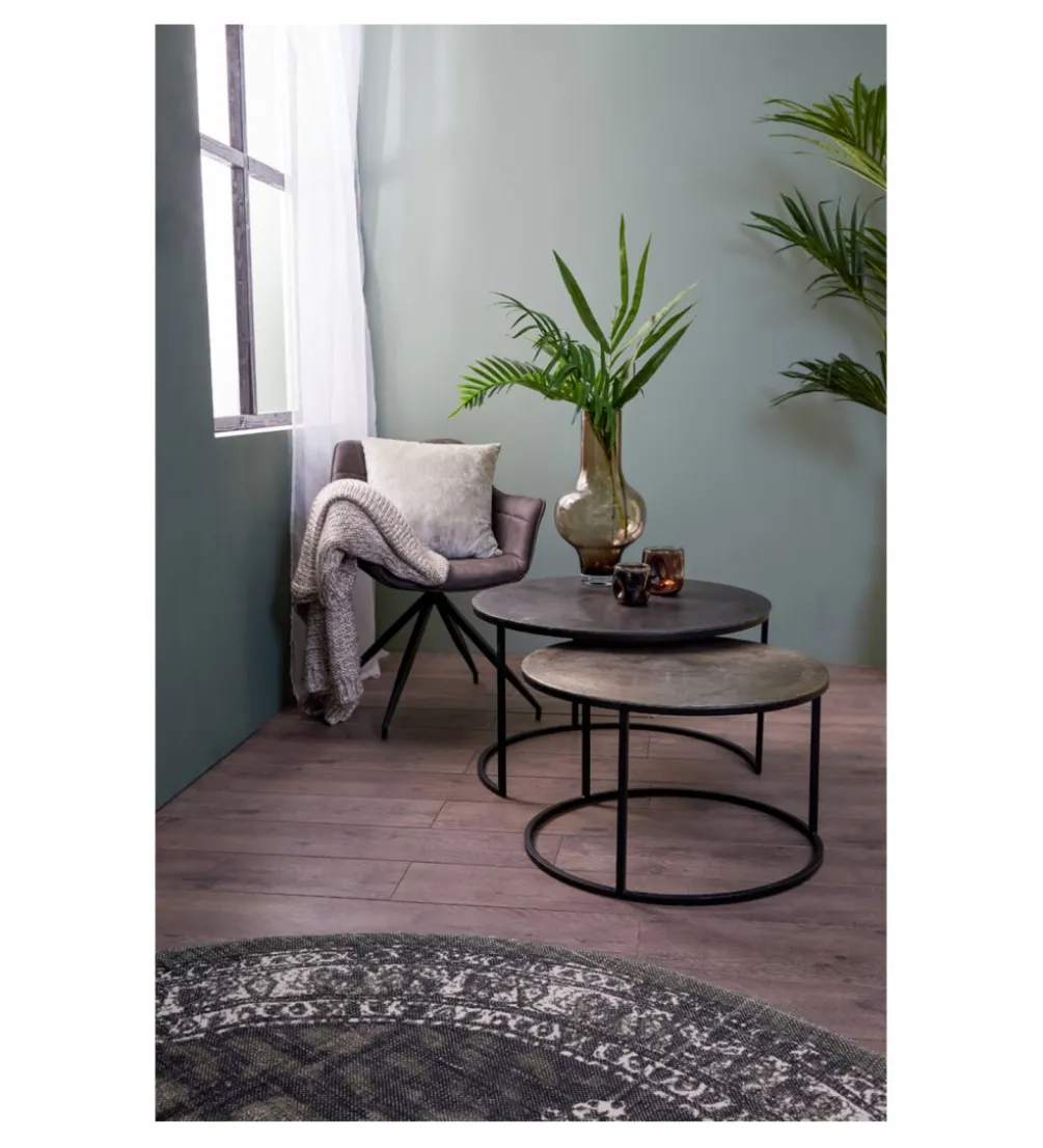 Zestaw 2 stolików TALCA 75 cm 67 cm srebrne