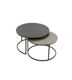 Zestaw 2 stolików TALCA 75 cm 67 cm srebrne