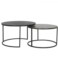 Zestaw 2 stolików TALCA 75 cm 67 cm srebrne