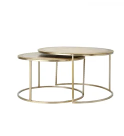 Zestaw 2 stolików TALCA 75 cm 65 cm złoty